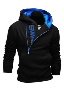 Cocotina Hooded Zipper Jacket (Blue/Black) - intl  