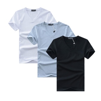 Combo 3 áo thun nam body cổ tim mềm mịn, thấm hút tốt ( đen, trắng, xám )  