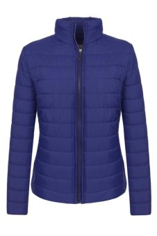 Cyber Meaneor Casual Long Sleeve Full Zip Parka Down Jacket Solid Outwear Coat (Navy Blue) - Intl  