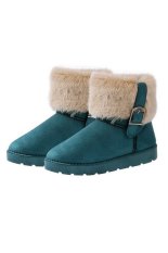 Nơi Bán Cyber Women’S Fur Pu Leather Snow Boots Ankle Boots Warm Shoesr (Green)   Happydeal365
