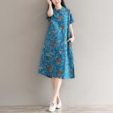 Đầm bầu công sở cổ tàu in hoa 01