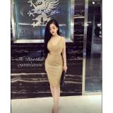 Đầm body cổ đổ kim sa