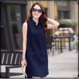 Đầm cát tuyết dáng suông Nhà may Thu (Xanh đen)