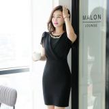 Đầm công sở kết vòng cổ đính hạt cao cấp