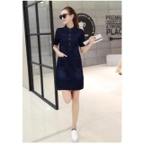 Đầm jean xẻ tà cao lai bầu cao cấp - d160
