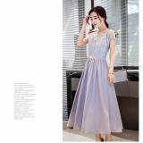 Đầm dự tiệc phối ren hoa tygon cao cấp - gs2171xanh