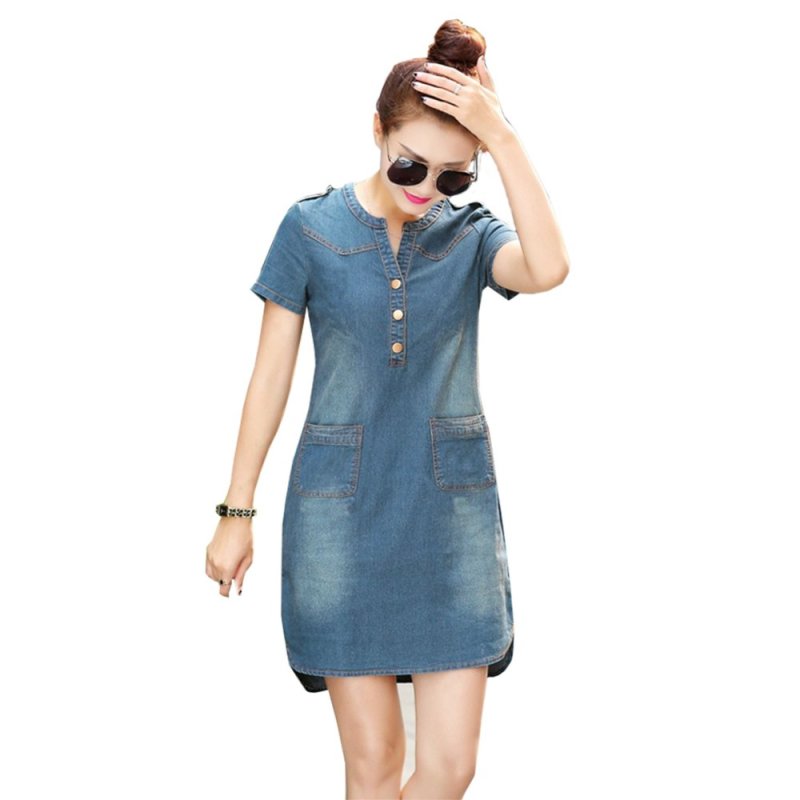 Nơi bán Đầm jean dạo phố cổ trụ 2 túi cao cấp BEYEU1688 - BY6019(lợt)