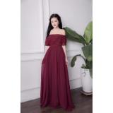 Đầm maxi bèo trễ vai 2 tầng