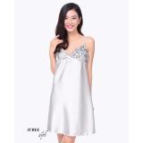 Đầm ngủ phi lụa phối ren quyến rũ màu xám