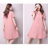 Đầm suông cách điệu xẻ tà gấu Nhà may Thu (Hồng phấn)