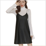 Đầm suông da phối áo dài tay Hanna D28