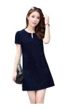 Đầm suông denim cổ xẻ 2 túi NhanhMua 7342