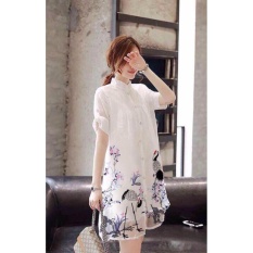 Đầm suông họa tiết chim cò cao cấp