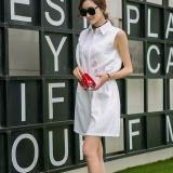 Đầm suông sơ mi không tay 4 túi (Trắng)