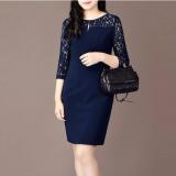 Đầm thun cát phối tay ren cao cấp DO09XD (Xanh đen)