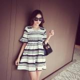 Đầm (Váy) Bầu Kiểu Dáng Hàn Quốc Kẻ Đen Trắng