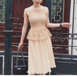 Đầm yếm ren phối voan dập ly D180