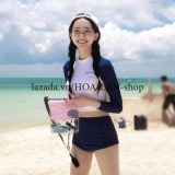 Đồ bơi 2 mảnh tay dài che nắng hlat062 hoa lan