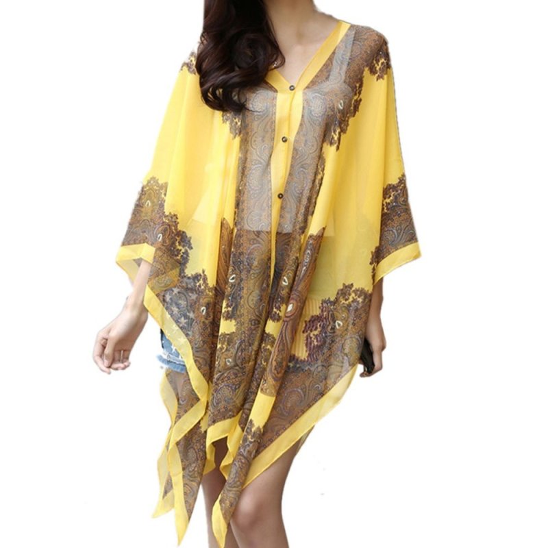 Nơi bán EOZY Fashion Women Lady Chiffon Embroidery Beach Towel Stylish Sexy
Female Summer Beach Wear Bikini Cover Ups Scarf (Yellow) - intl