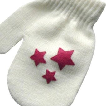 Fang Fang Unisex Knit Warm Soft Gloves Kids Boys Girls Candy Colors Mittens Cute WHITE AND STAR - intl  