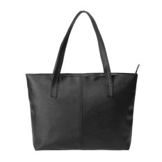 Cập Nhật Giá Fashion Women Korean Handbag PU Leather Shoulder Bag Shopping Bag(Black) – intl   welcomehome