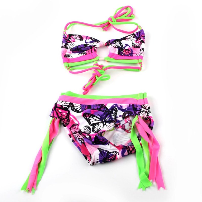 Nơi bán Fashionable Cute Purple Butterfly Print Two Piece Swimsuit Tie With
Children Swimwear - intl