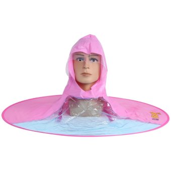 Foldable Rain Coat Umbrella Hat for Children Outdoor Activity(Pink S) - intl  