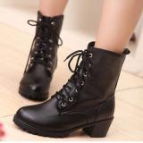 Giày boot nữ cổ cao đế trệt màu đen sang trọng GBN5102