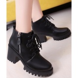 Giày boot nữ cao cấp gót vuông cá tính cao 7cm B085