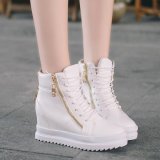 Giày thể thao cổ cao phối kéo khóa-White