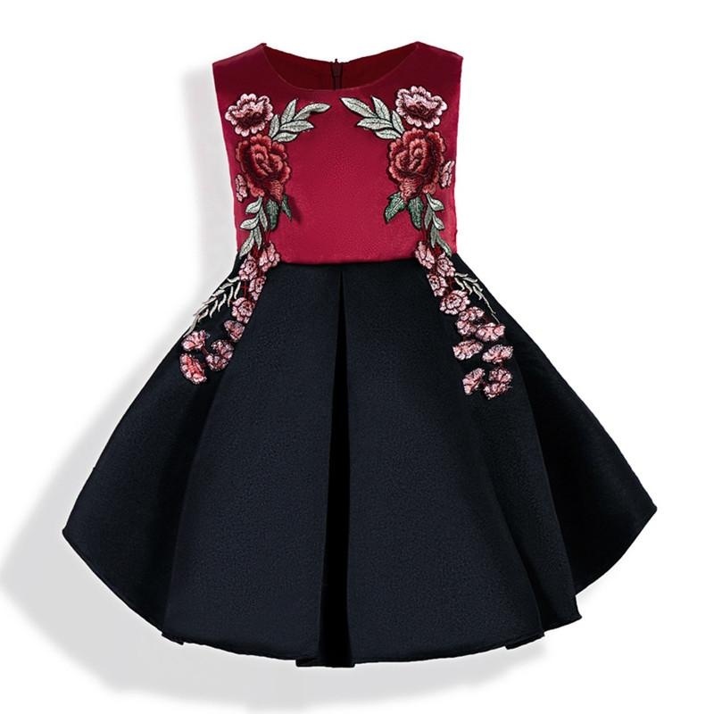 Nơi bán Girl's Europe and America Sleeveless Dress Flower Print Skirt - Red - intl