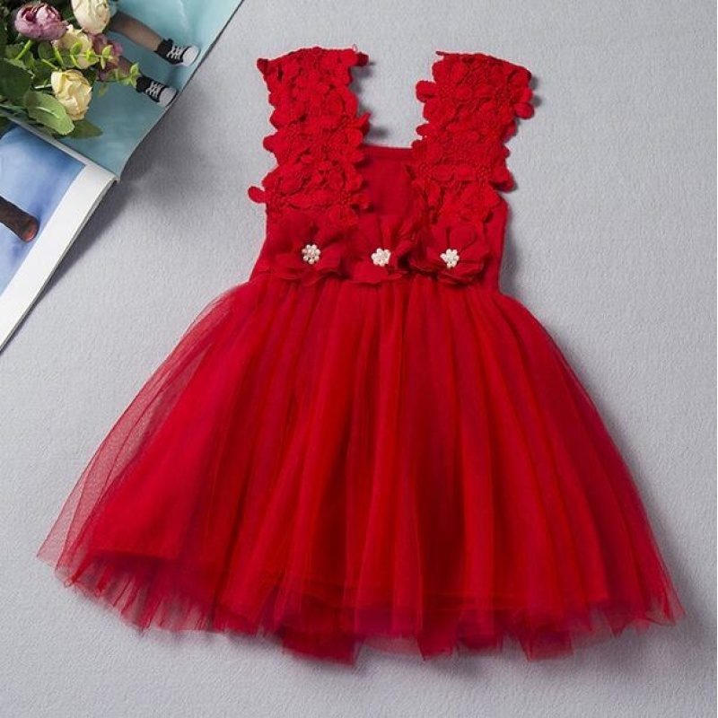 Nơi bán Girlhood Korean fashion lace dress-Red - intl