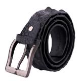HL4222 - Dây nịt nam da cá sấu Huy Hoàng nguyên con bản lớn màu đen