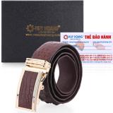 HL4722 - Dây nịt nam da cá sấu Huy Hoàng gai đuôi bản lớn màu nâu đất