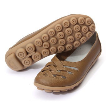 ... Women Sandals Summer Shoe Genuine Leather Hollow Out Nurses Working Cow Muscle Gladiator Flats Shoes -