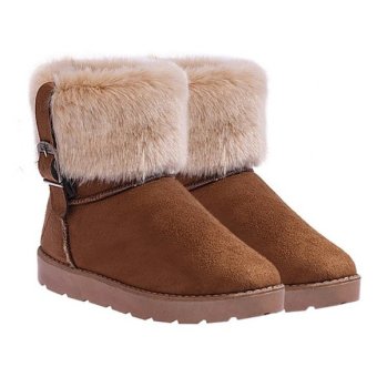 Jo.In Women's Snow Boots Ankle Boots Warm Shoes (Khaki) - intl  