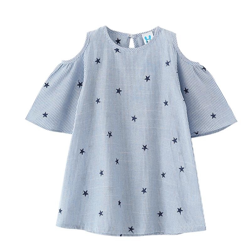 Nơi bán JollyChic Girl's Dress Stripe Pattern Lovely Star O Neck Girl's Dress (Blue) - intl
