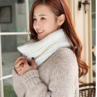 Khăn Len Choàng Cổ Dệt Kim  TI314 1 (Trắng) tặng khăn đa năng đi phượt K 335