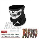 Khăn phượt đa năng HOAHAI hình đầu lâu + Tặng bao tay hình xăm 3D