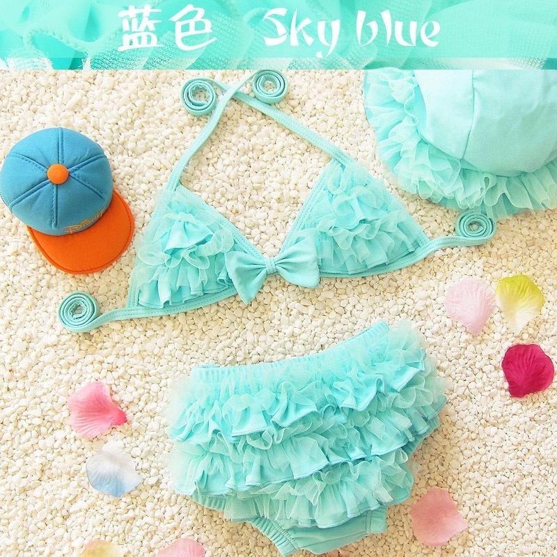Nơi bán Kid's Baby Bikini Baby Cute Three-piece Split Swimming Suit-Blue - intl