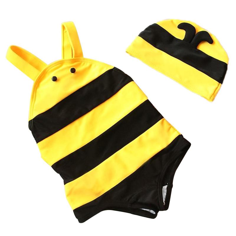 Nơi bán Kids Girls Cute Bee-style One Piece Swimsuit Swimwear Swimming
Costume with Swimming Cap for 3-4 Year Old Size L - intl