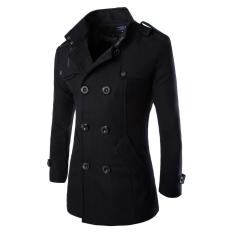 Bảng Giá Men’s Double Breasted Trench Coats Black – intl   crystalawaking