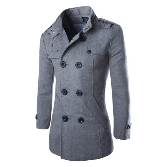 Men's Double Breasted Trench Coats Grey - intl  