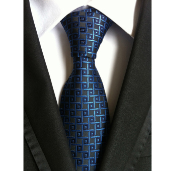 Men's Jacquard Silk Slim Plain Tie Blue - intl  