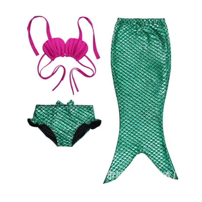 Nơi bán Mermaid Tail Children Swimwear Green Fish Scale + Purple Shells - Green - intl