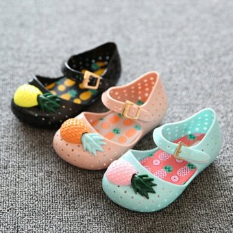 Mini Sed Newest Cute Bow Decorated Princess Baby Girls Jelly Shoes Sandals Beach Sandles Shoes Children Kids Rain Boot-Green Pineapple...