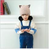 Mũ len quả bông tai mèo siêu dễ thương cho bé gái(màu xám)