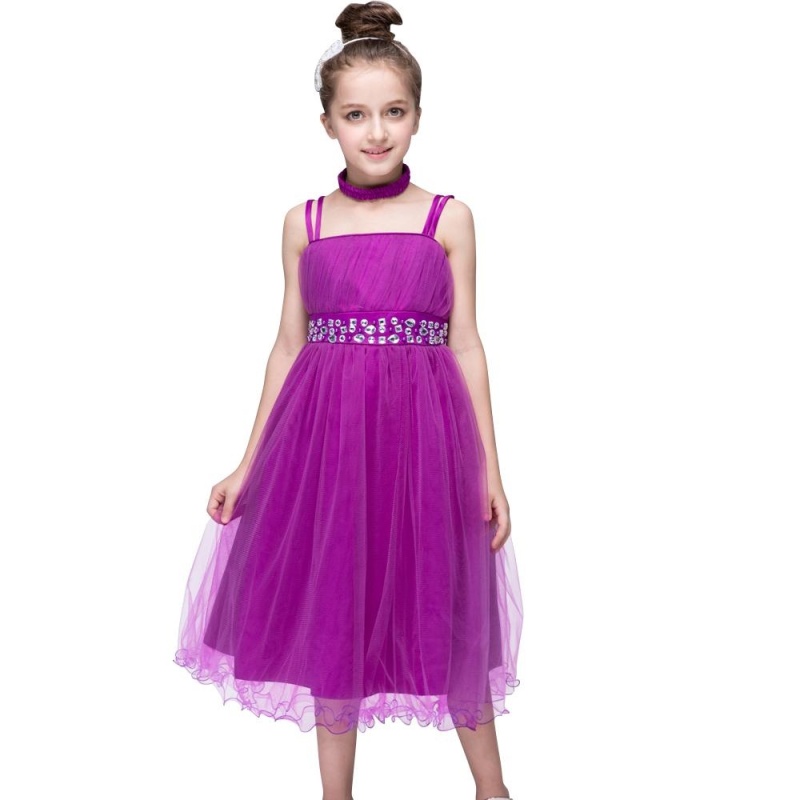 Nơi bán New Spring Beading Drill Dress Princess Girls Dress Gown Style For Kids - intl