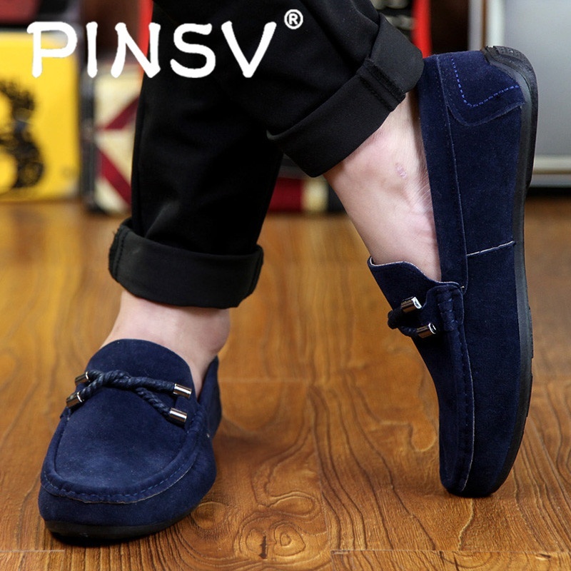 ... Casual Slip On Shoes Blue Intl pinsv s slip ons loafers fashion cow suede leather