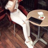 [HCM]Quần jeans kaki nữ rách gối màu trắng cao cấp Đẹp Store 257